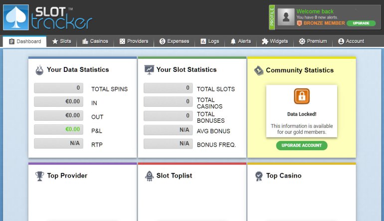 Interface of Slot tracker